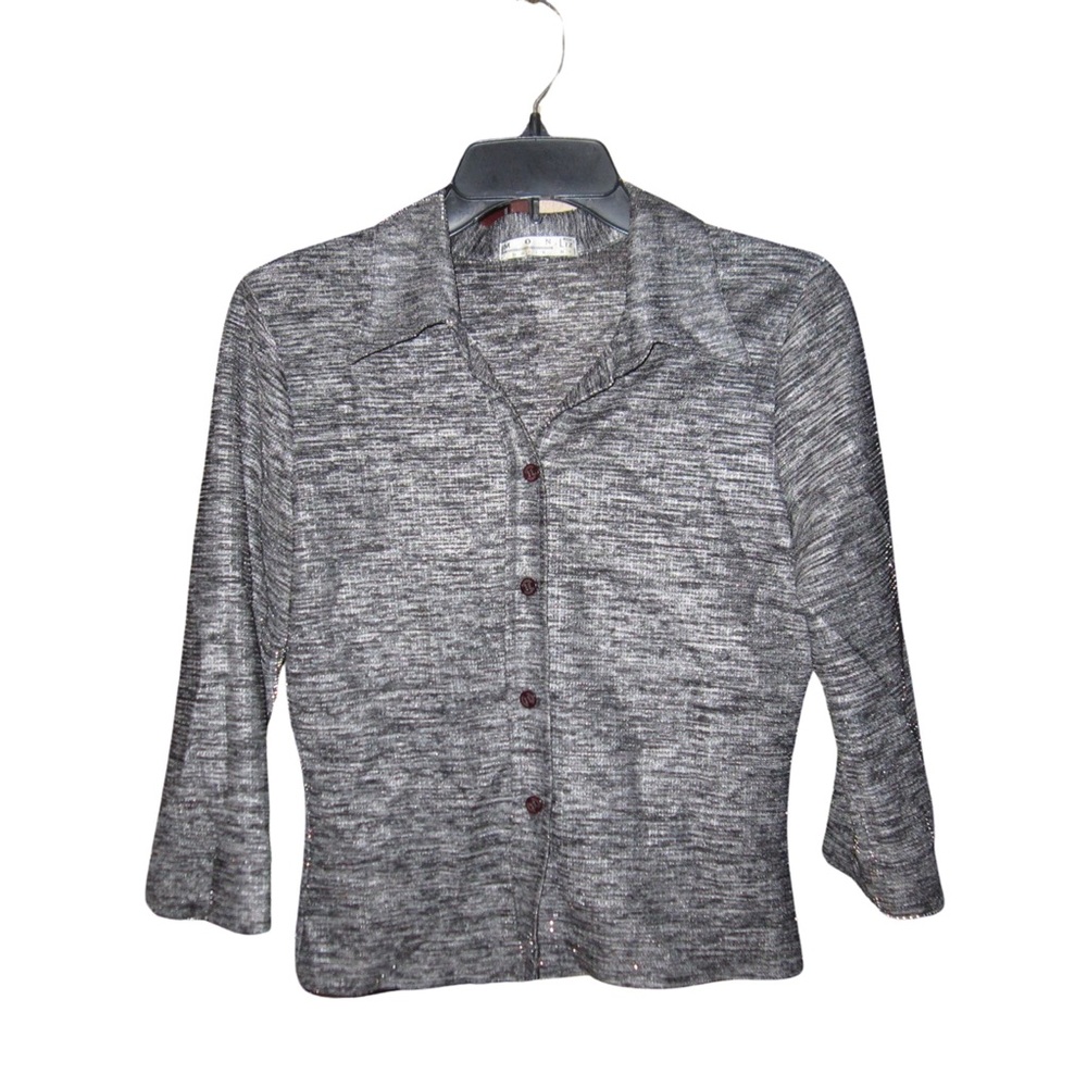 Shimmery Silver Button Down Top